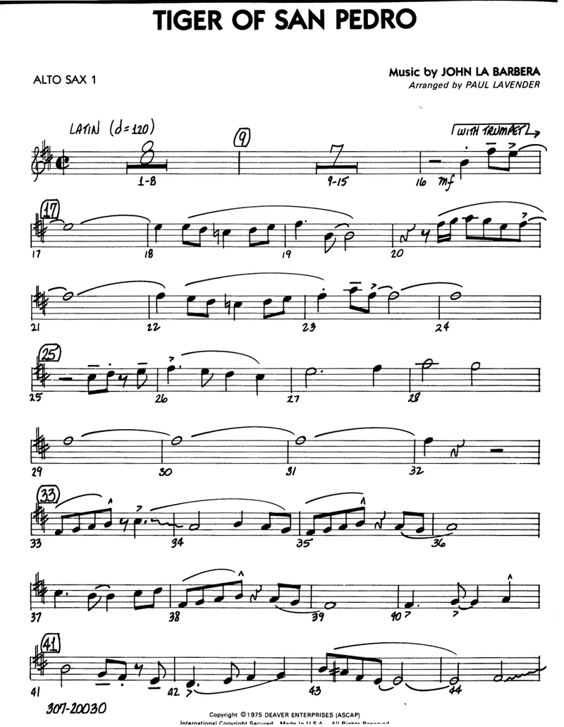 Tiger Of San Pedro score preview