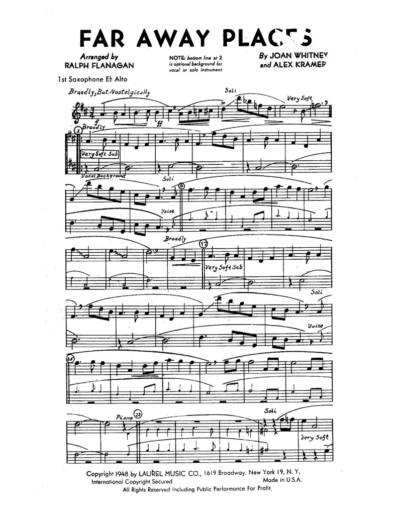 Far Away Places score preview