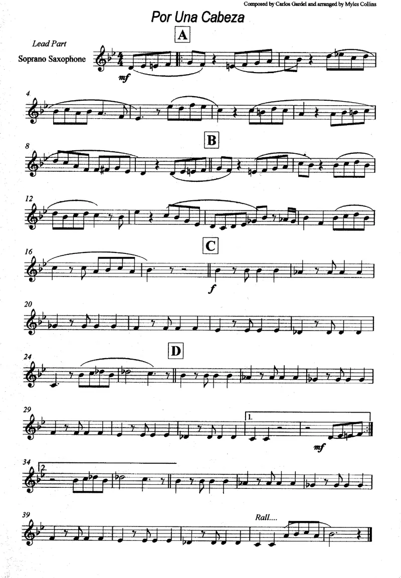 Por Una Cabeza score preview