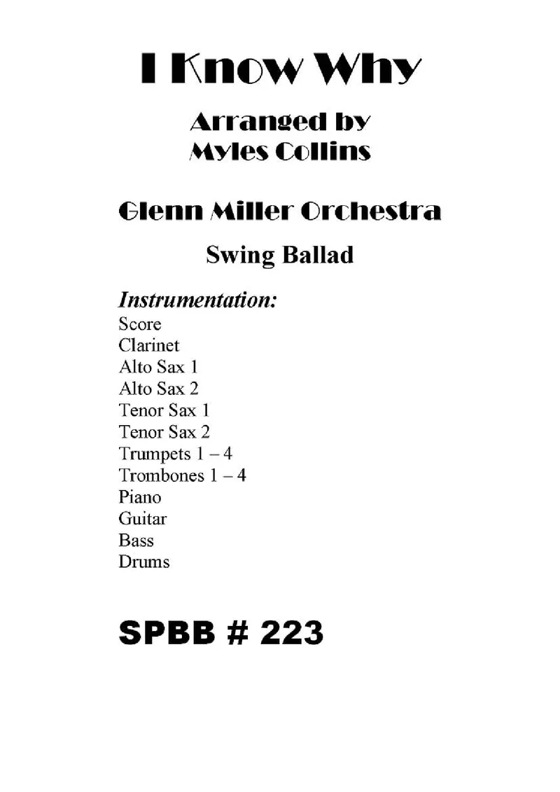 I Know Why score preview