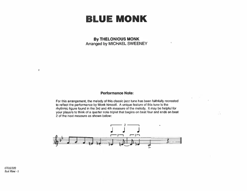 Blue Monk score preview