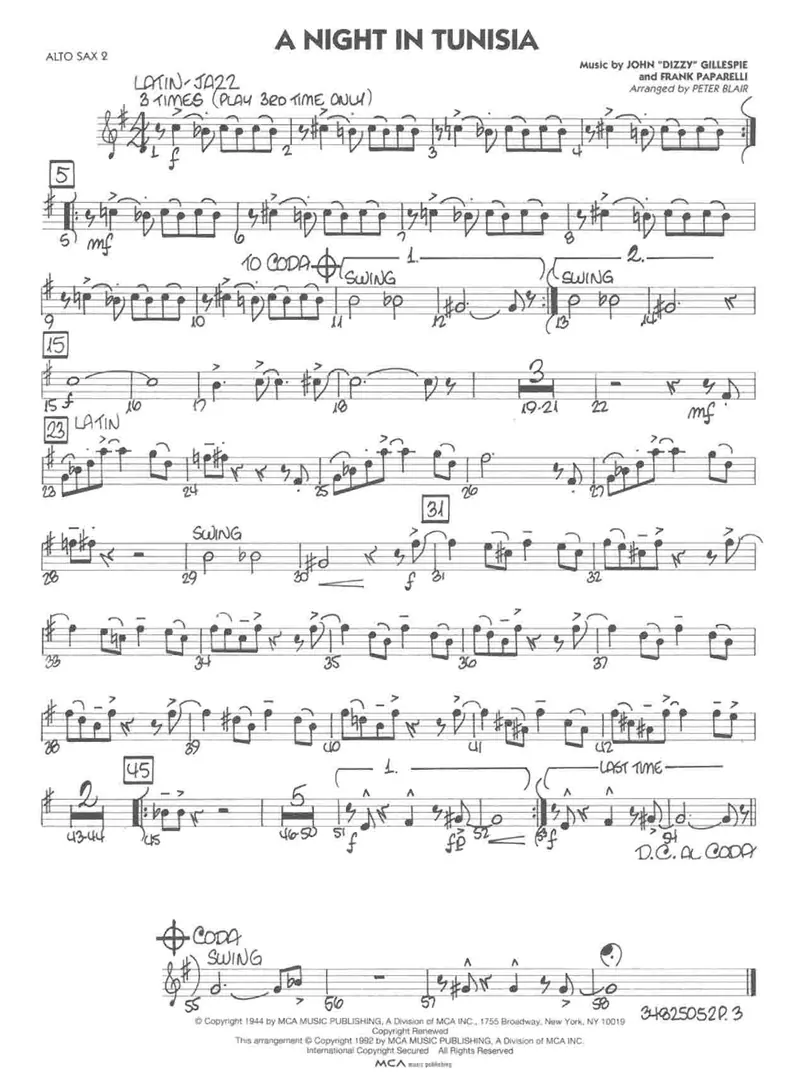 A Night In Tunisia score preview
