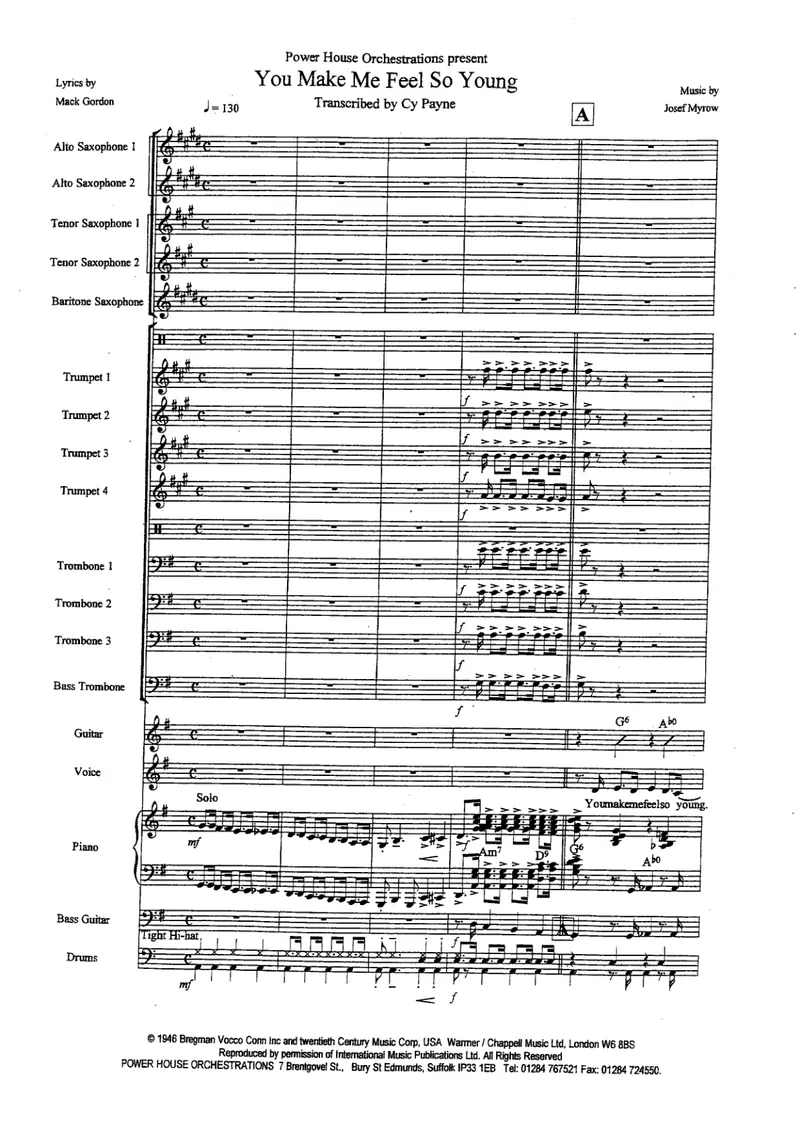You Make Me Feel So Young (Cy Paine score preview