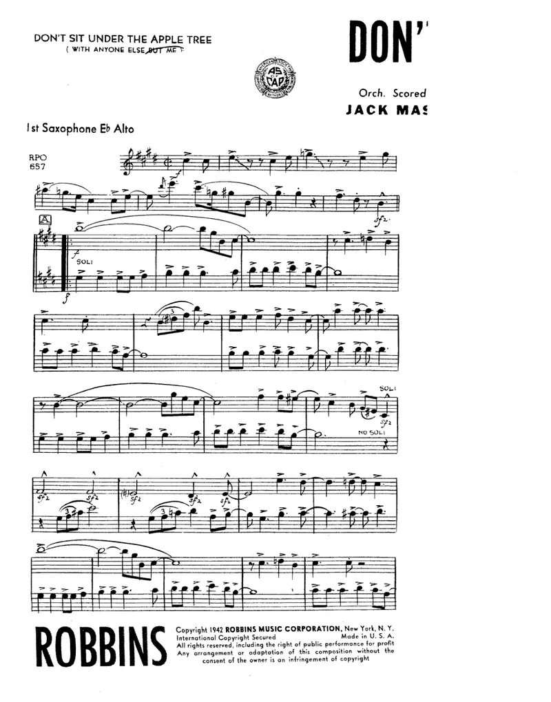 Don't Sit Under The Apple Tree score preview