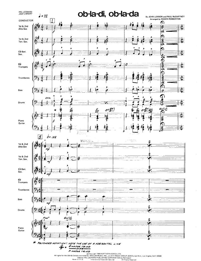 ObLaDiObLaDa score preview