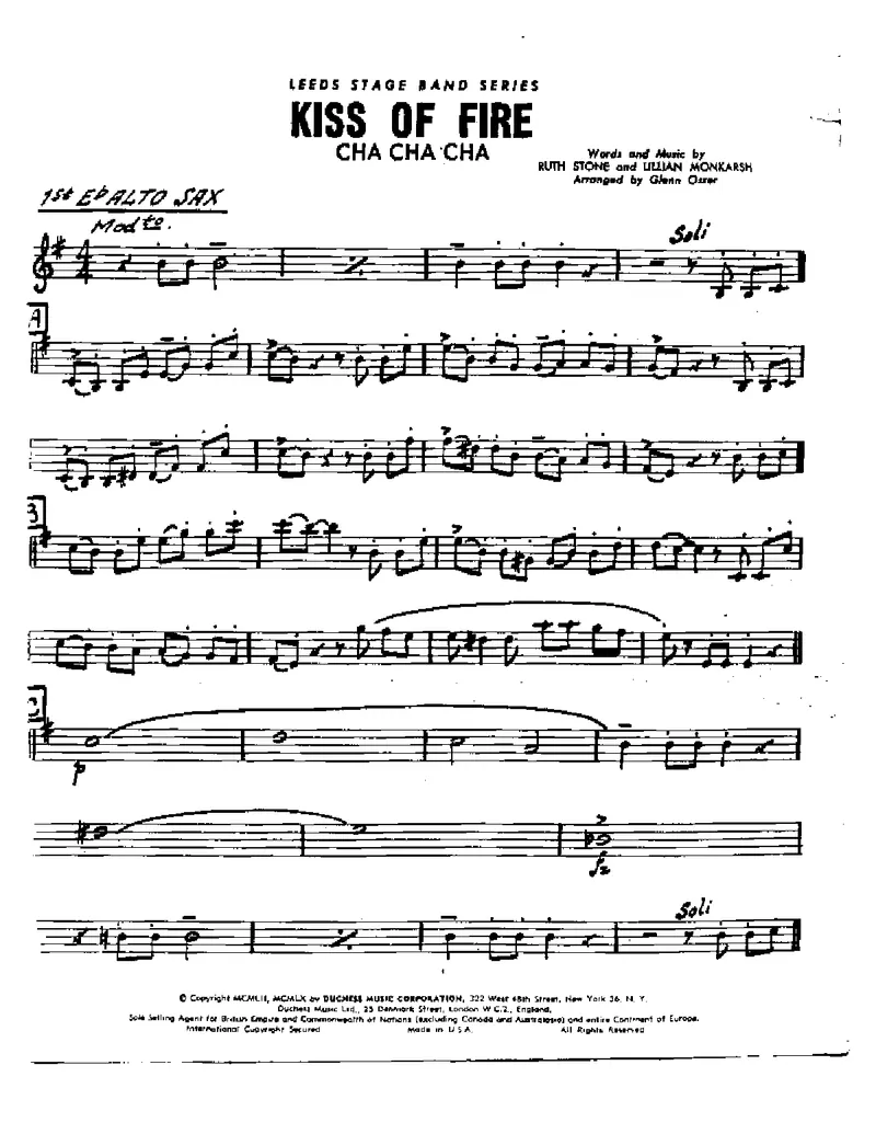 Kiss Of Fire score preview