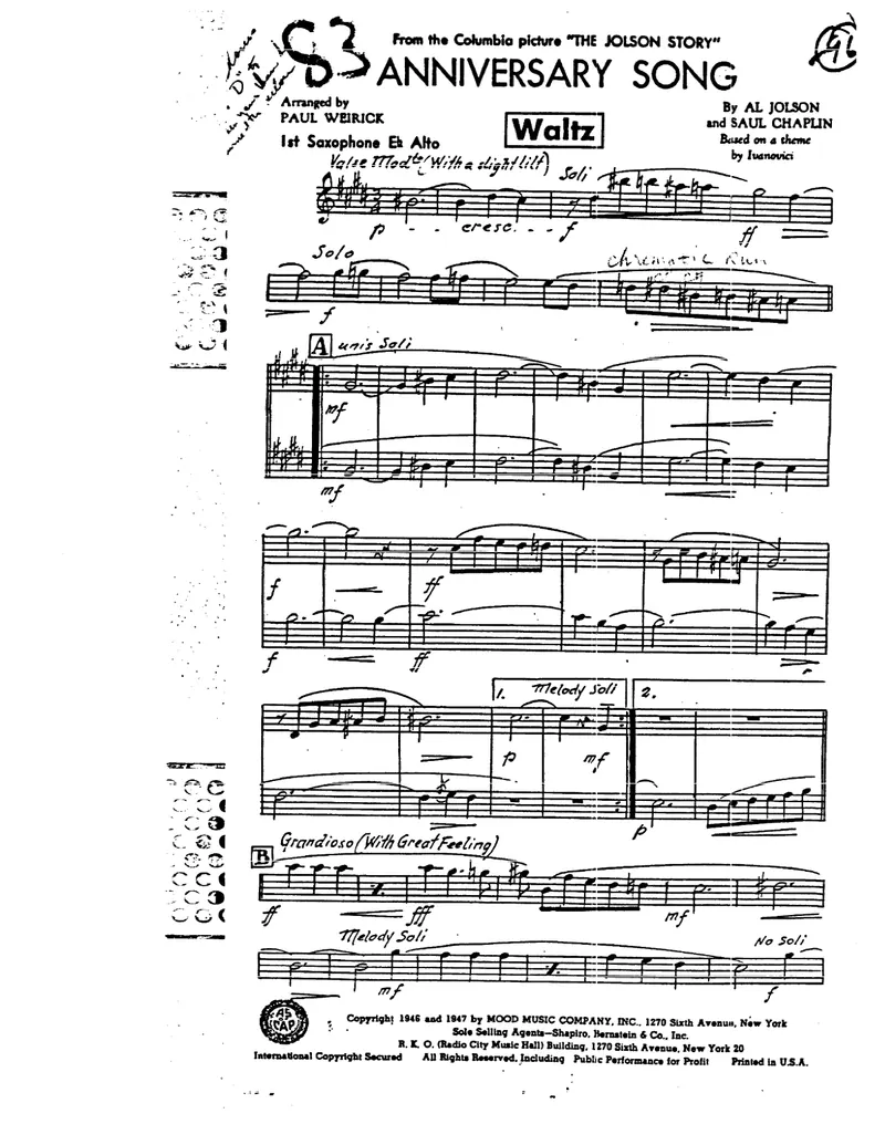 Anniversary Song score preview