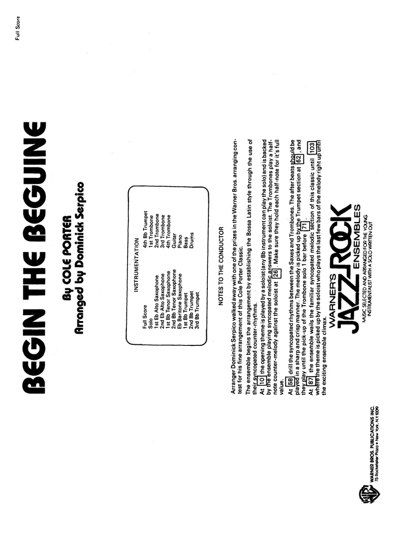 Begin The Beguine score preview