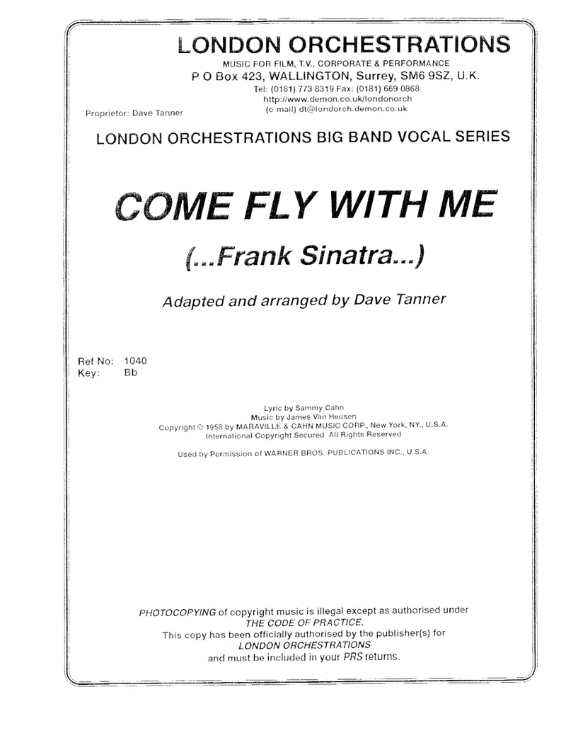 Come Fly With Me score preview