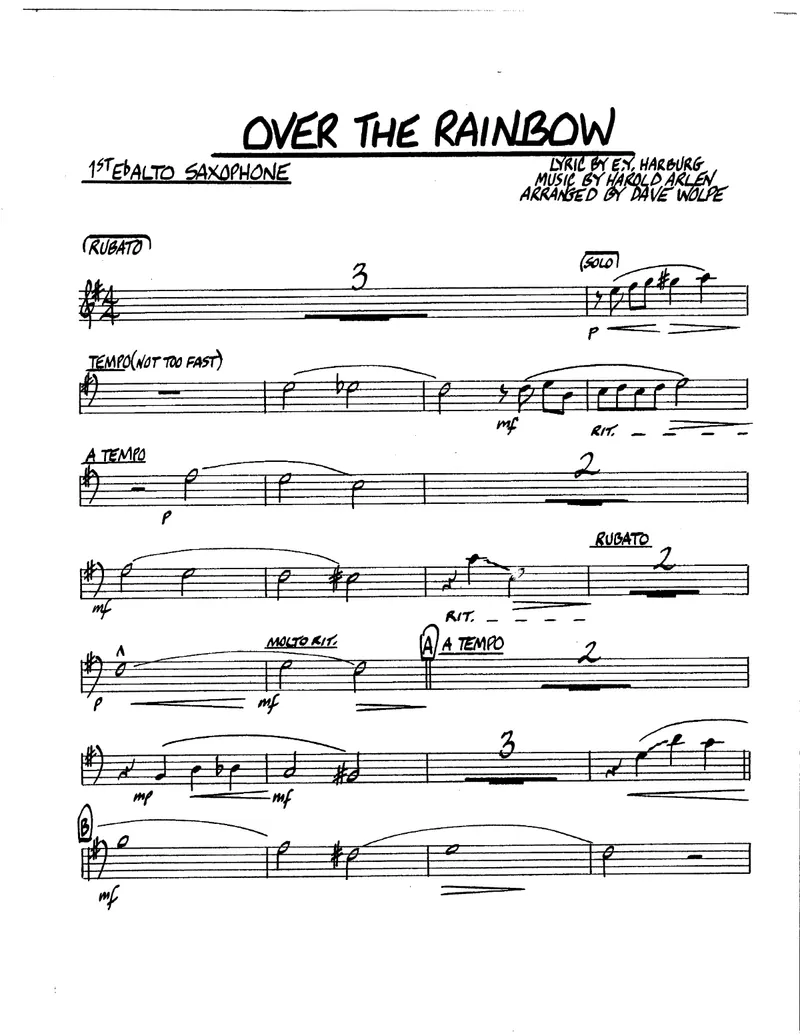 Over The Rainbow score preview