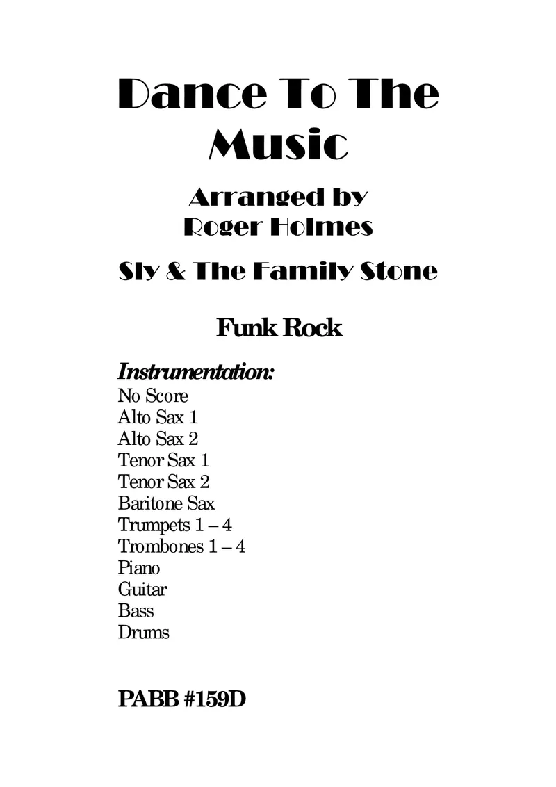 Dance To The Music score preview
