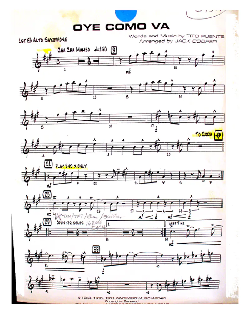 Oye Como Va score preview