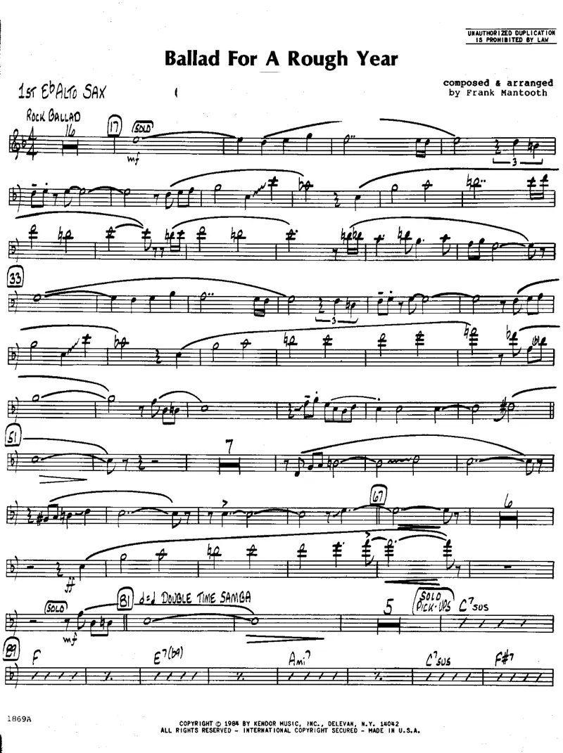 Ballad For A Rough Year score preview