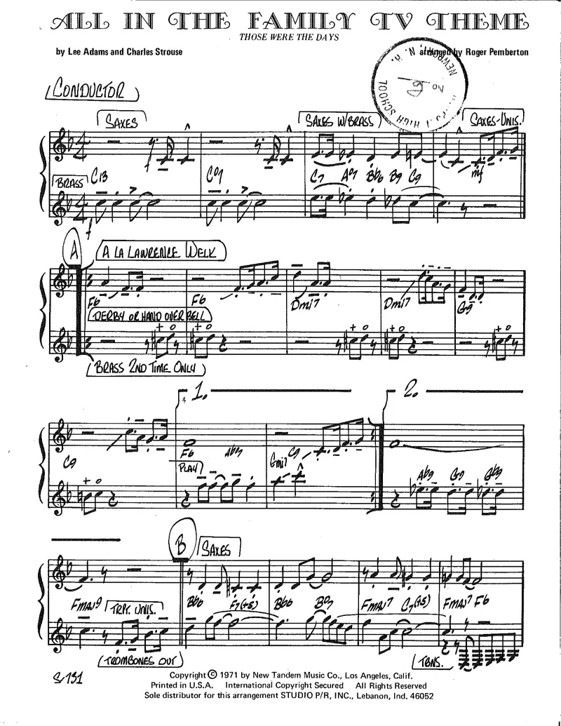 All In The Family TV Theme score preview