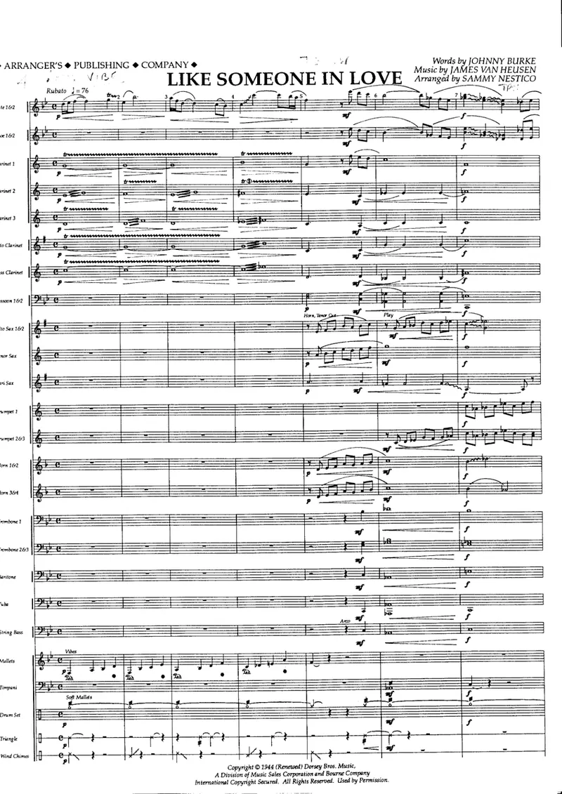 Like Someone In Love score preview