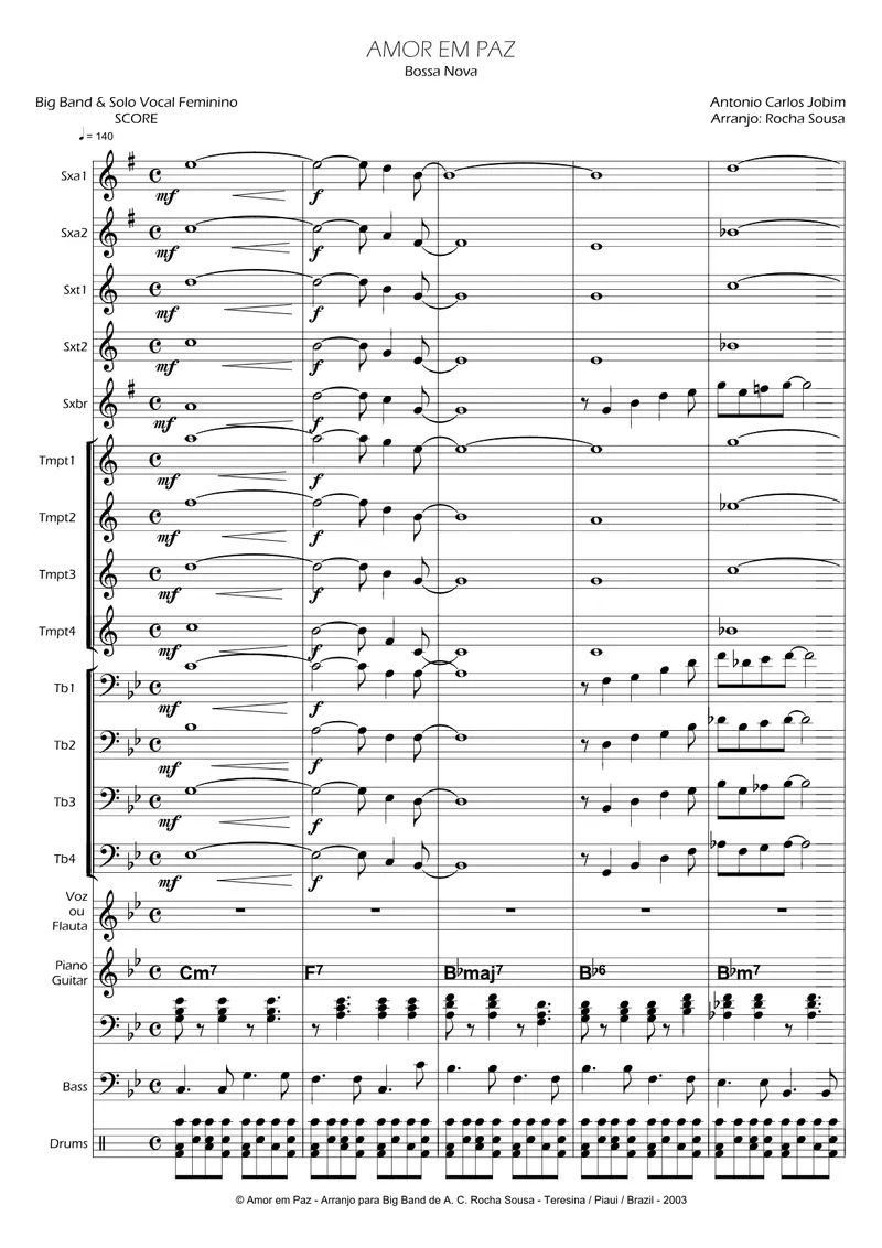 Amor Em Paz [R.Sousa] vocal score preview