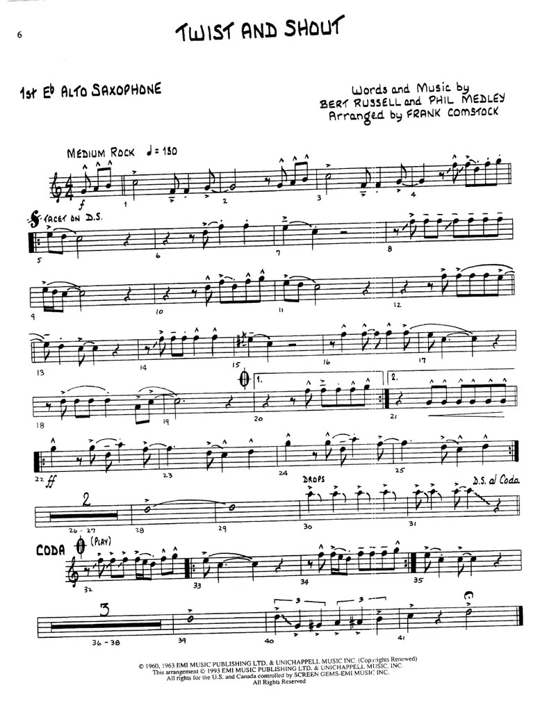 Twist And Shout score preview