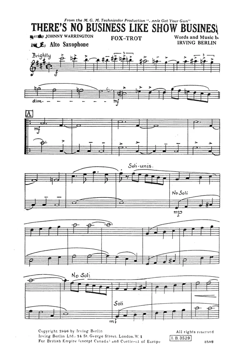 There's No Business Like Show Business score preview