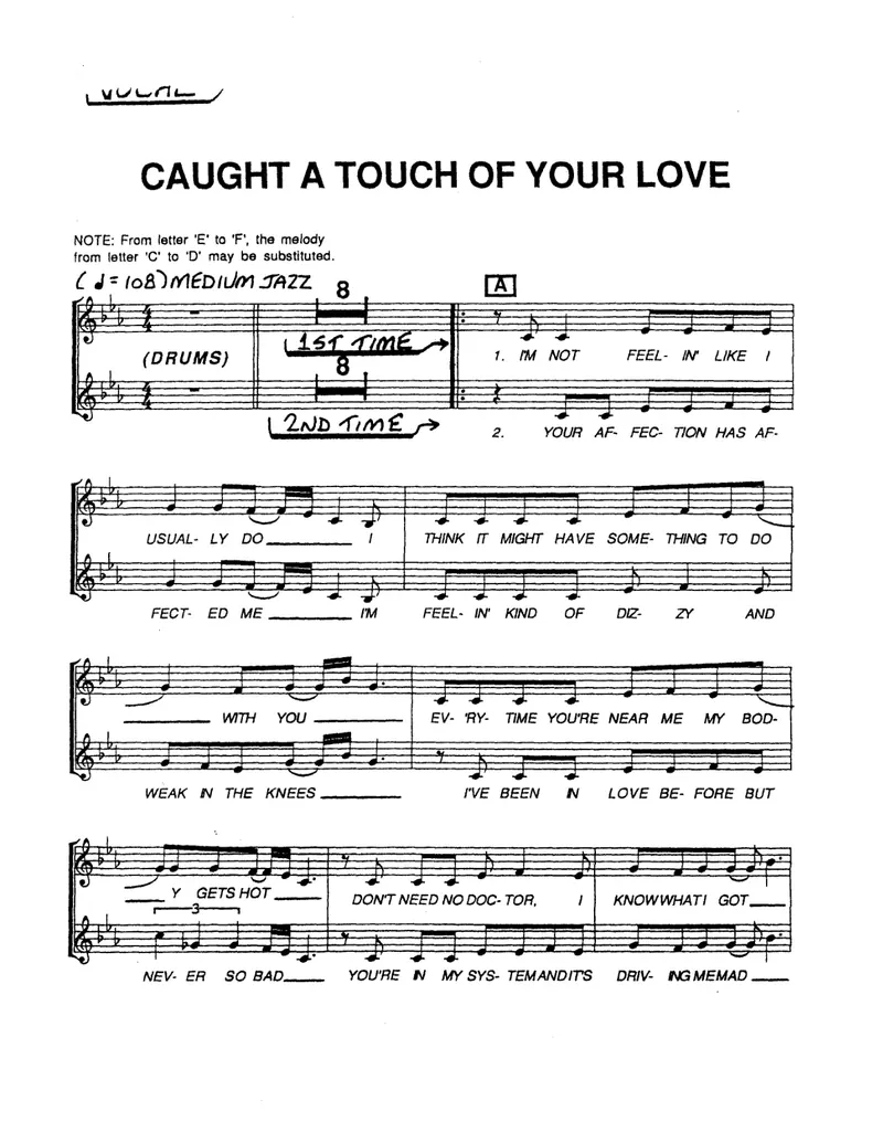 Caught A Touch Of Your Love score preview