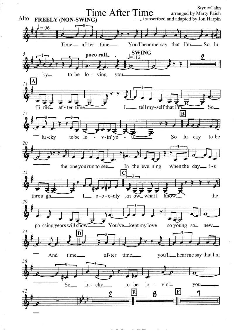 Time After Time score preview