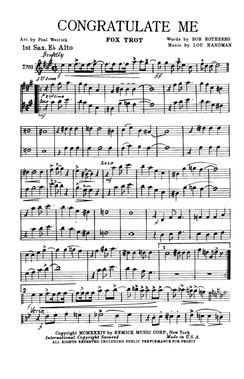 Congratulate Me score preview