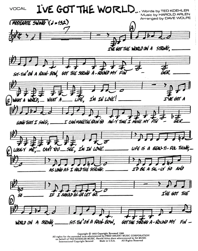 I've Got The World On A String score preview