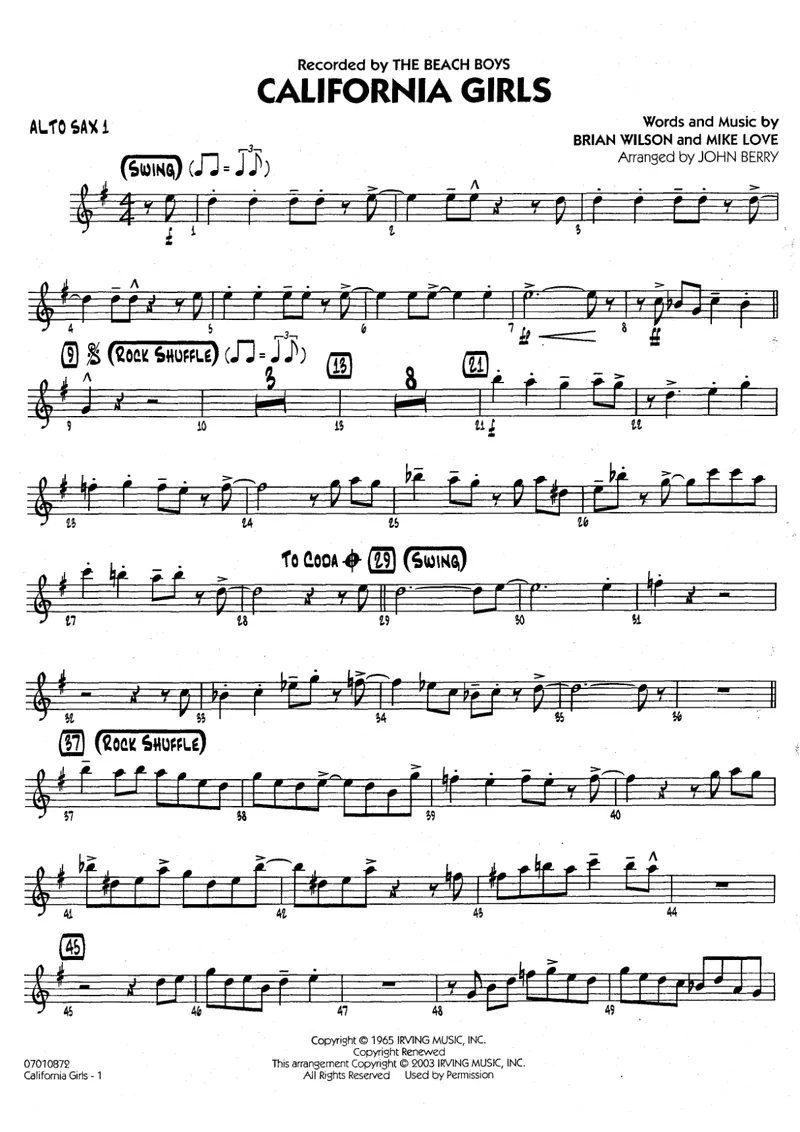 California Girls score preview