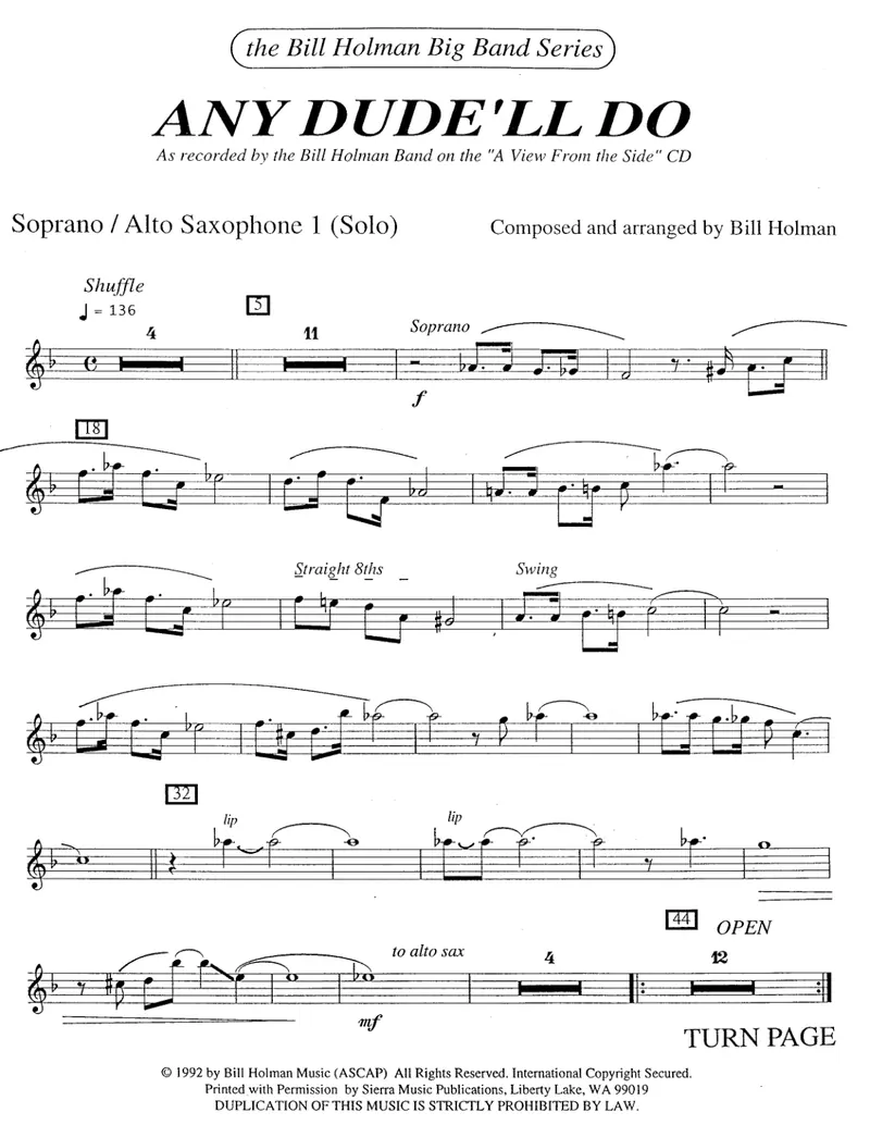 Any Dude'll Do score preview
