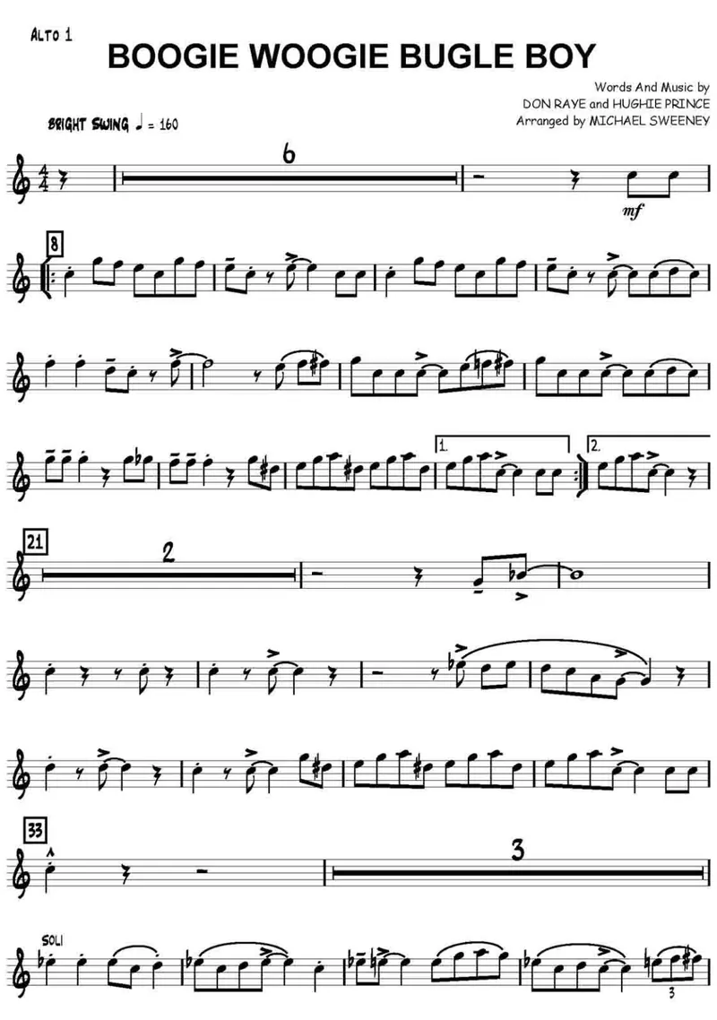 Boogie Woogie Bugle Boy score preview