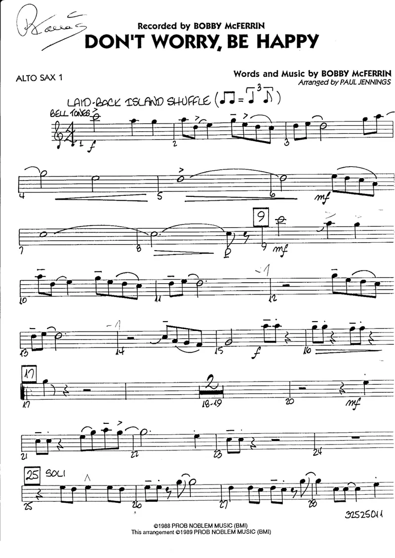 Don't Worry, Be Happy score preview