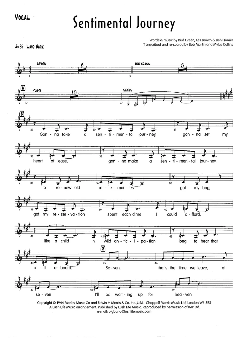 Sentimental Journey score preview