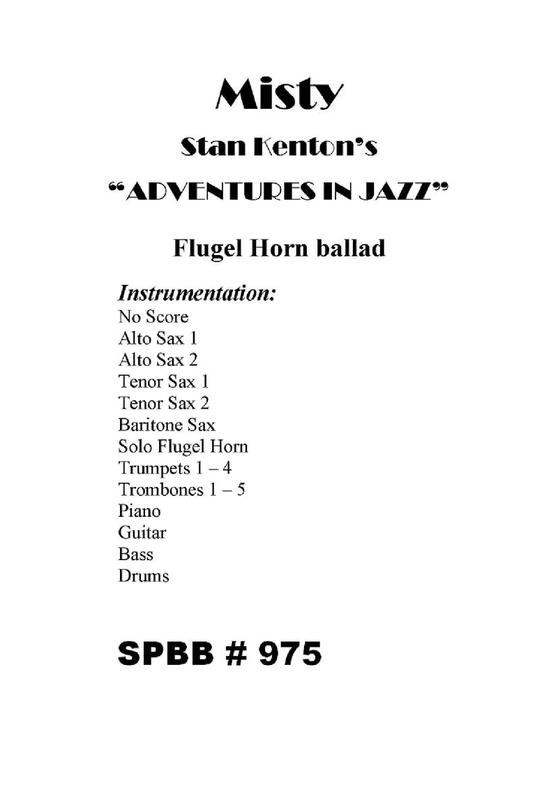 Misty-Arr Stan Kenton- Flugel Solo score preview