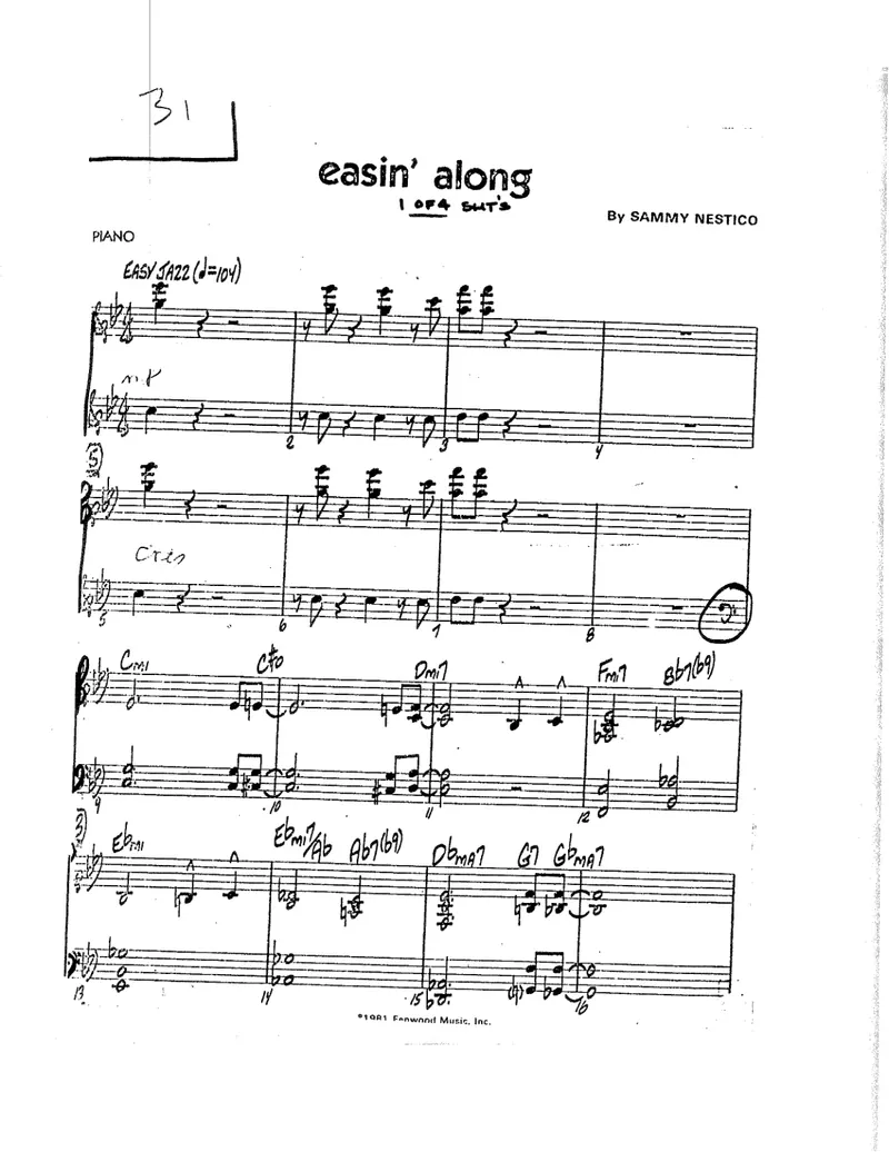 Easin Along score preview