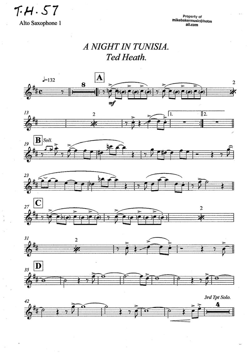 A Night In Tunisia score preview