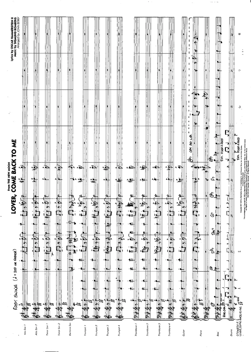 Lover, Come Back To Me score preview