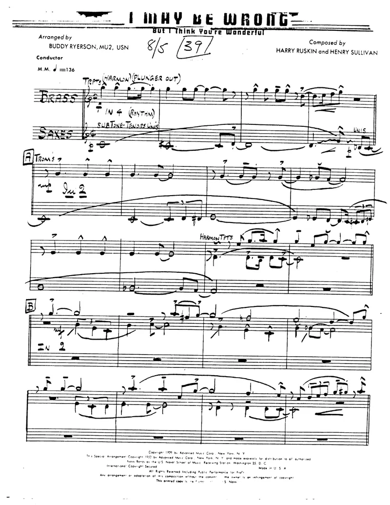I May Be Wrong score preview