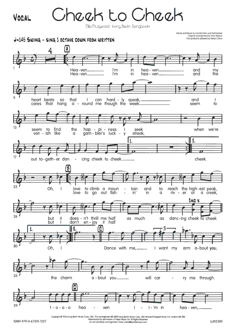 Cheek To Cheek score preview