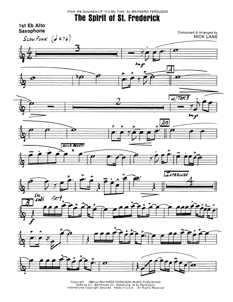 The Spirit Of St. Frederick score preview