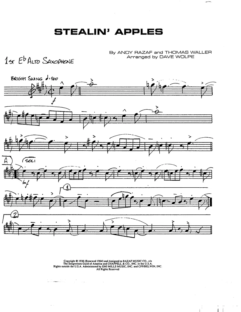 Stealin' Apples score preview
