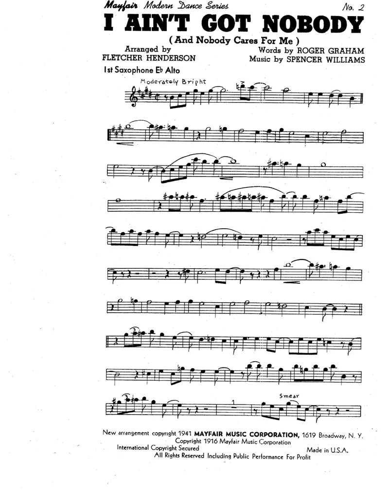 I Ain't Got Nobody score preview
