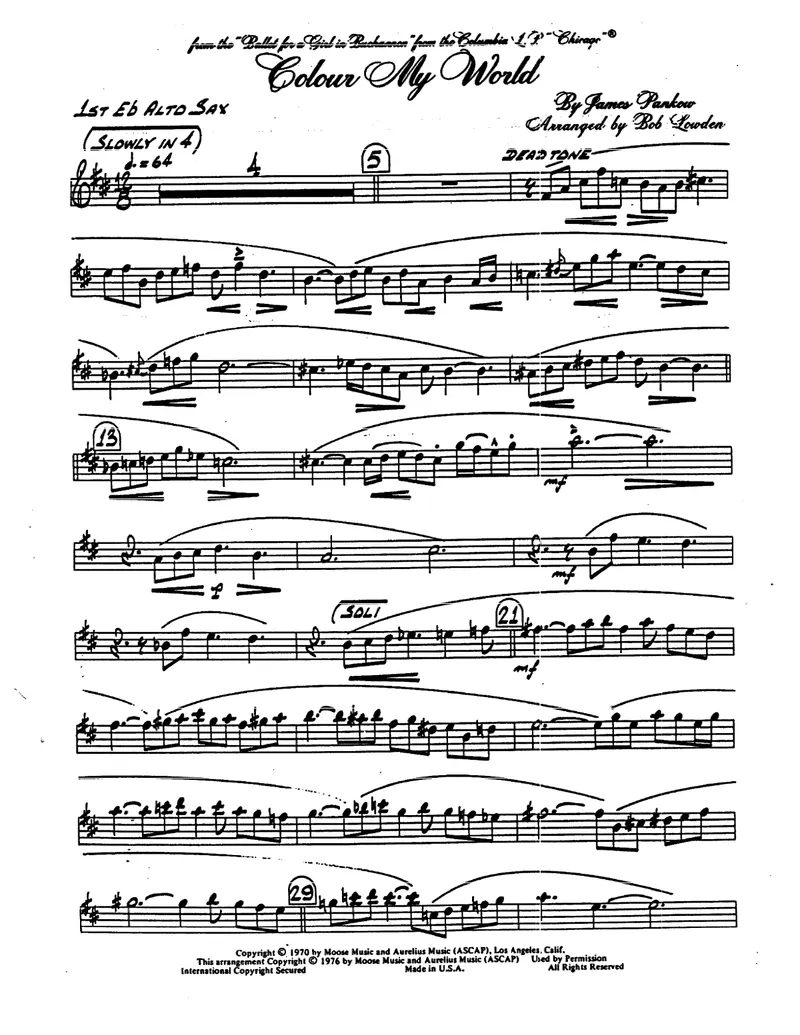 Colour My World score preview