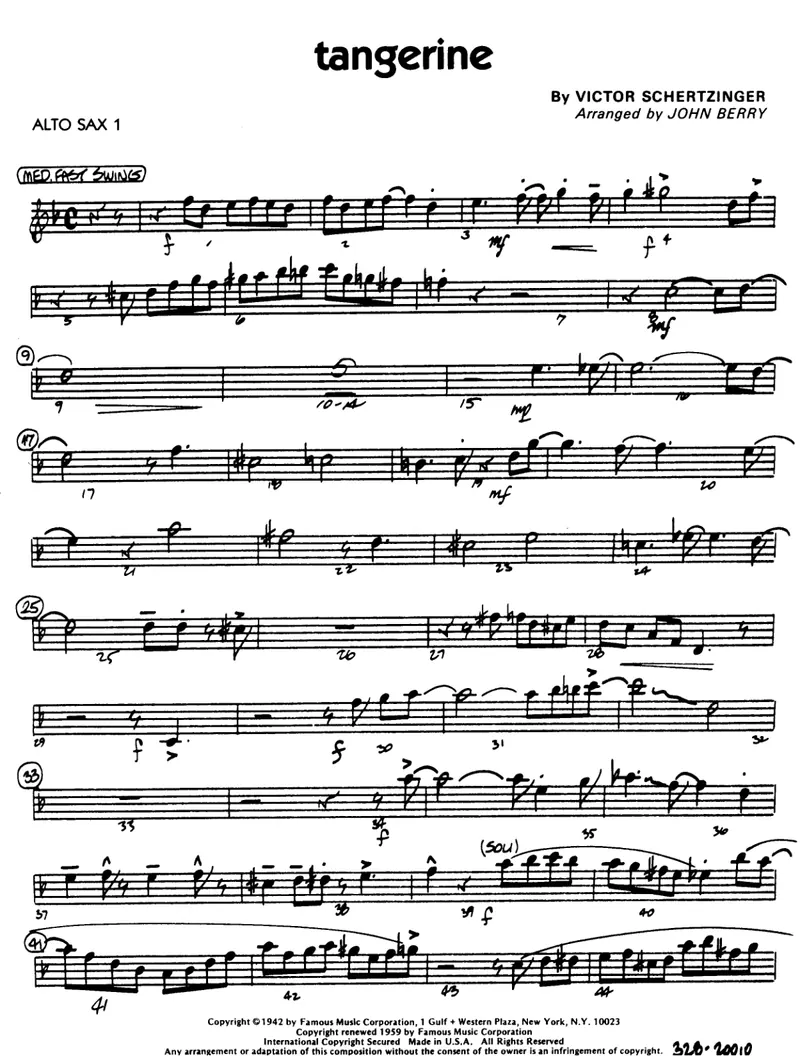 Tangerine score preview