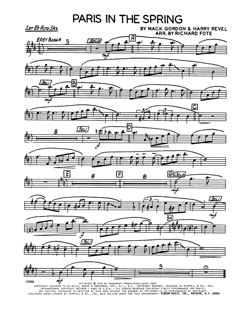 Paris In The Spring score preview