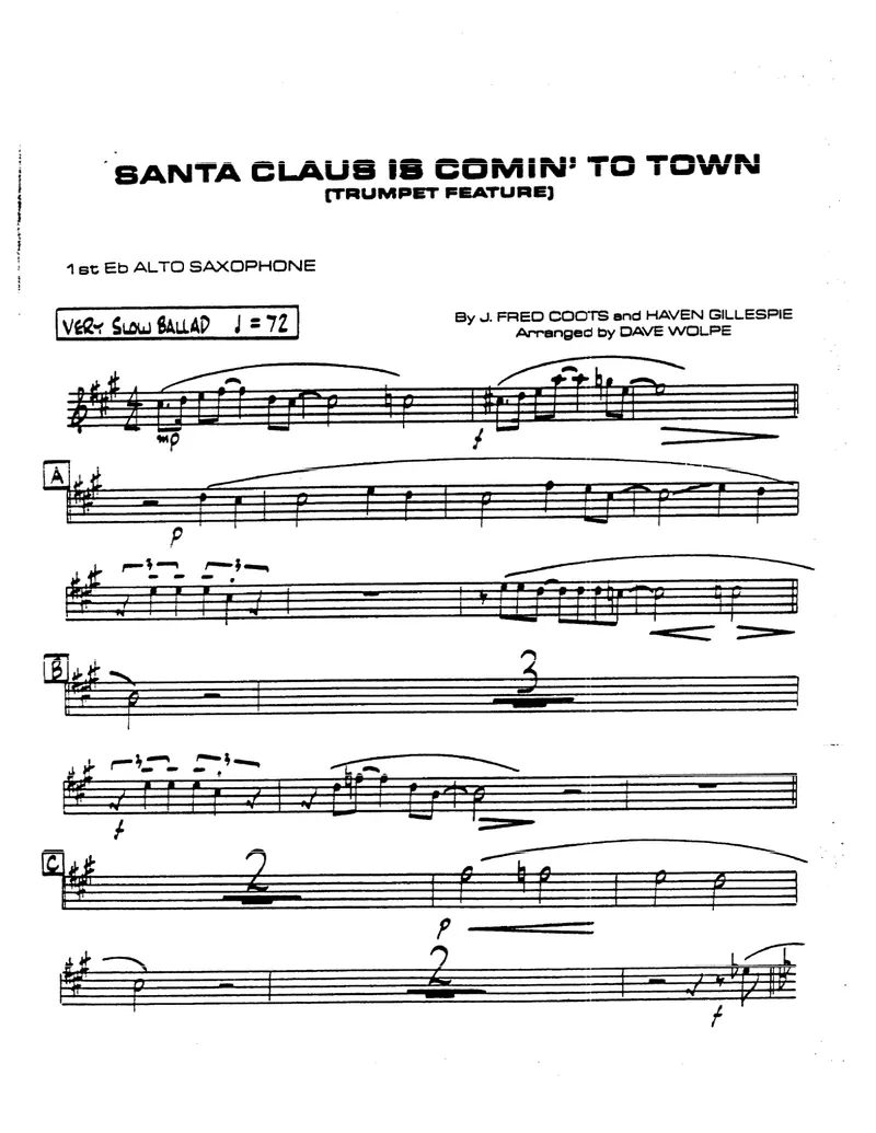 Santa Claus Is Coming To Town score preview