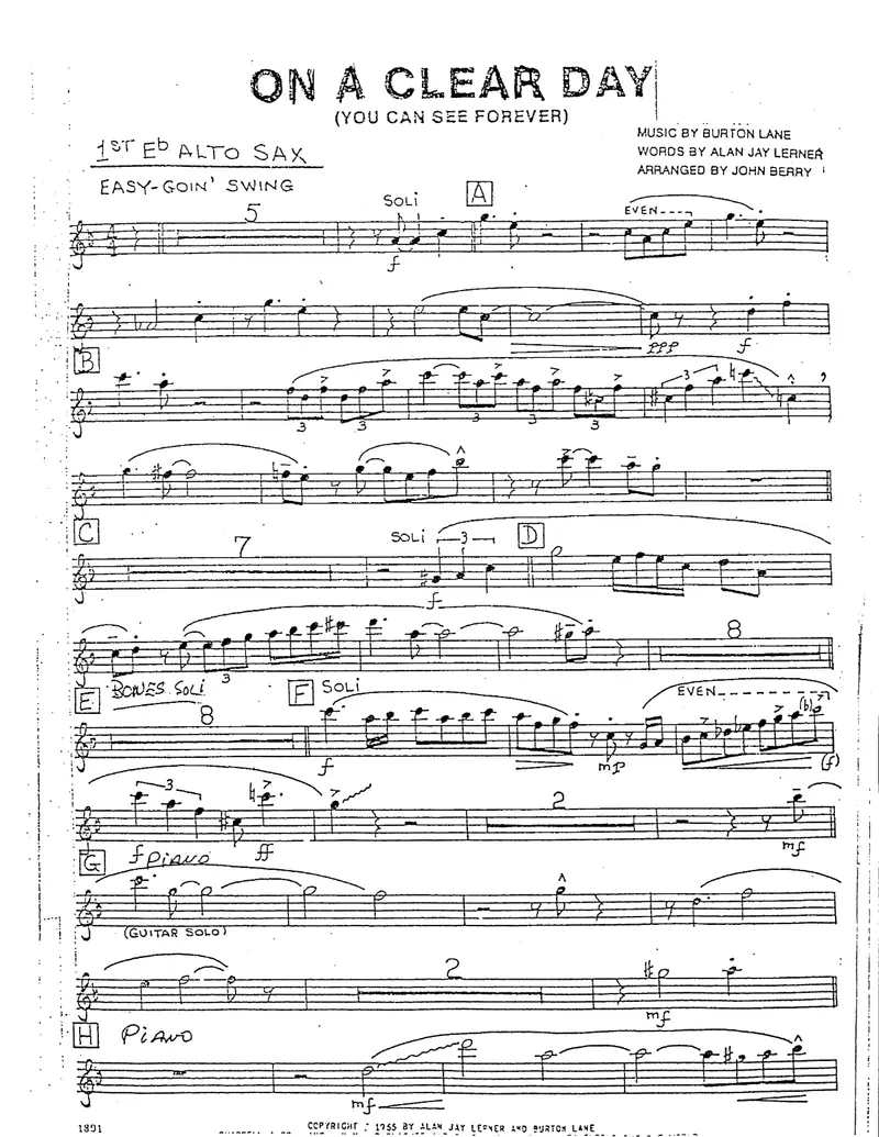 On A Clear Day score preview