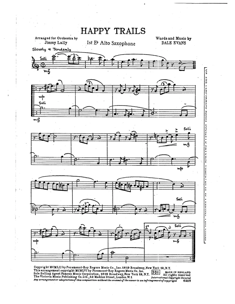 Happy Trails score preview