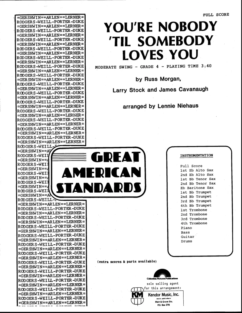 You're Nobody Til Somebody Loves You score preview