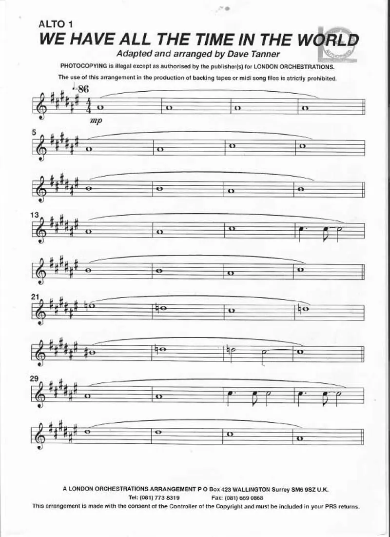 We Have All The Time In The World score preview