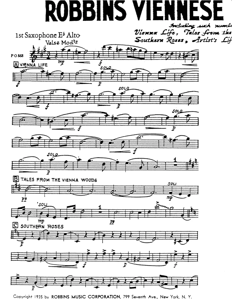 Robbins Viennese Waltz Meddley score preview