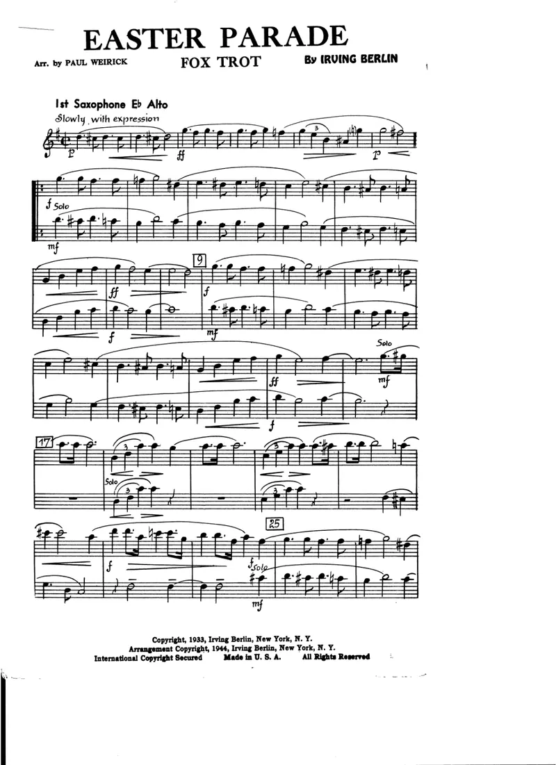 Easter Parade score preview